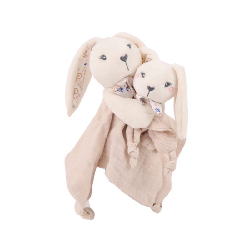  - amour plat lapin maman et bébé beige 25 cm 